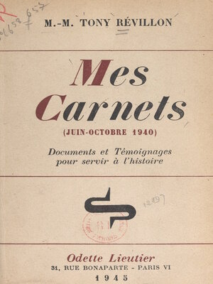 cover image of Mes carnets (juin-octobre 1940)